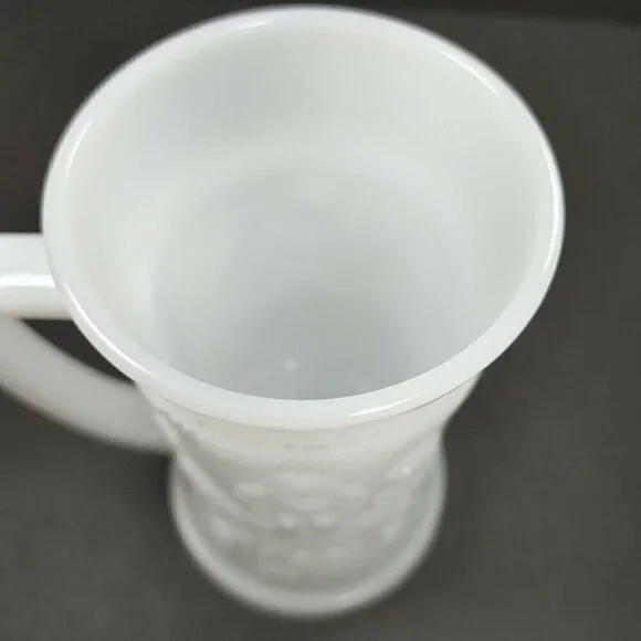 VTG Federal Milk Glass Tavern Scene Stein Drink Cup Tankard Beer Mug Working Man - Picture 8 of 10